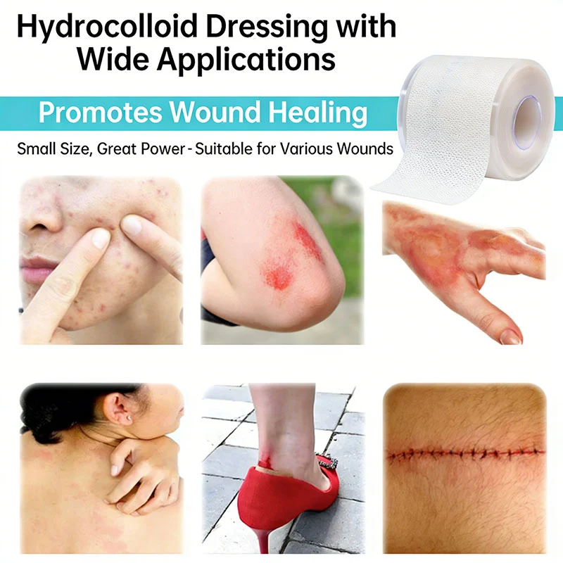 Bordered Hydrocolloid Dressing Roll With Pull Tab For Catheter Securement